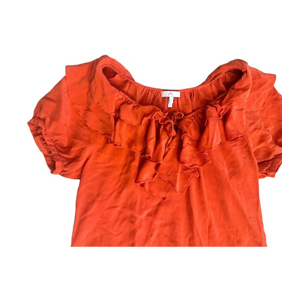 Women S Joie Bittersweet Bright Red Short Slv Blouse Top 100% Silk Short Slv - Picture 2 of 5